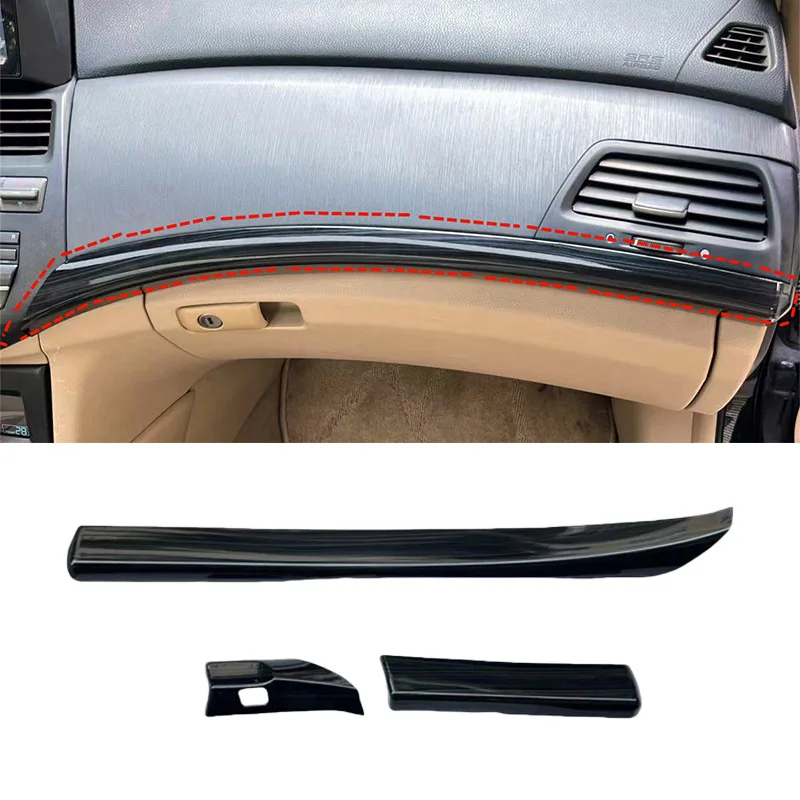 

3pcs For Honda Accord 8th Gen 2008-2013 Car Dashboard Strips Trim black brushed Interior Auto Parts Accessories