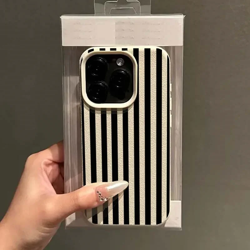 Coque de téléphone minimaliste rayée colorée INS pour couple, compatible iPhone 17 16 14 15 11 13 12 Pro Max XS X XR 7 8 Plus 16E 16 17 Pro