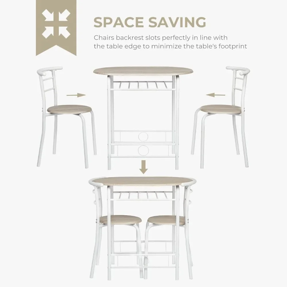 3 Piece Dining Set,Small Kitchen Table Set for 2,Breakfast Table Set,Kitchen Wooden Table and 2 Chairs for Small Space