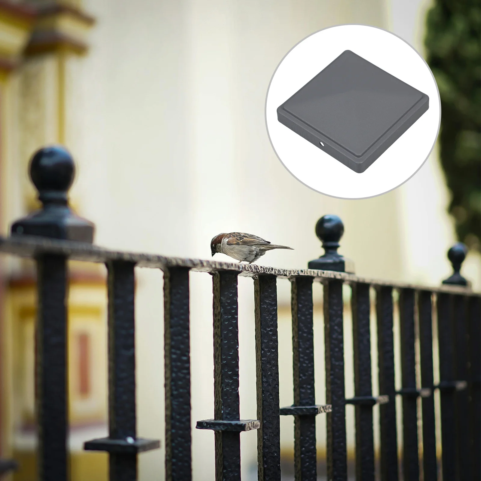 

Rainproof Metal Fence Post Caps Waterproof Cover for Square Pipe Outdoor Decking Guardrail Post Decorative Black