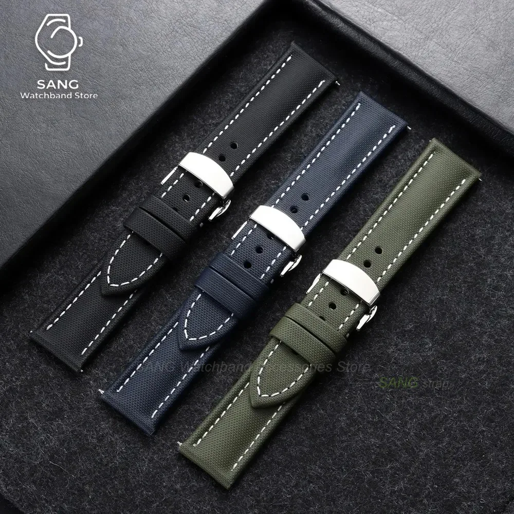 18mm 19mm 21mm 20mm 22mm Schnellverschluss-Segeltucharmband mit Butterfly-Schnalle für Herren und Damen, Wasserdichtes Canvas-Nylon-Uhrenarmband – Detail 16