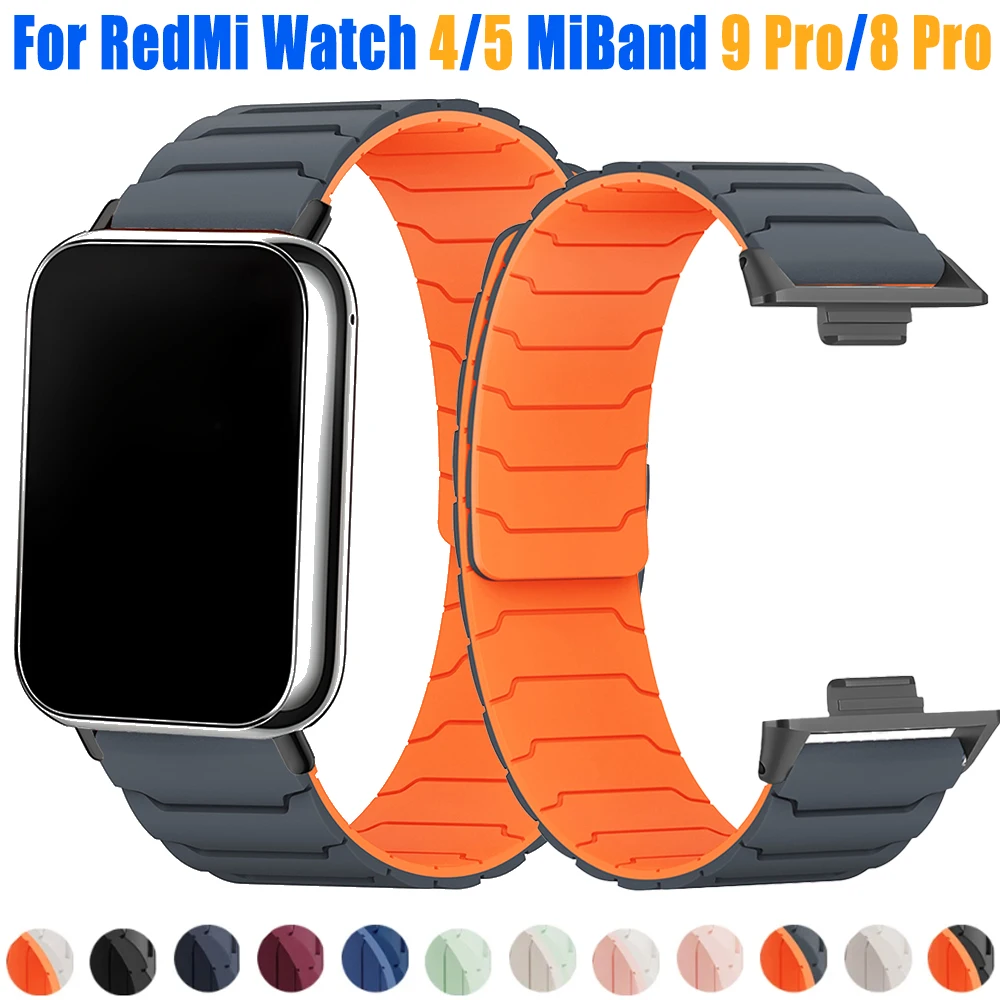 Magnetisches Silikonarmband für Xiaomi MiBand 8 9 Pro Sport Armor Muster-Band für Redmi Watch 4 5 Smartwatch Armband Zubehör