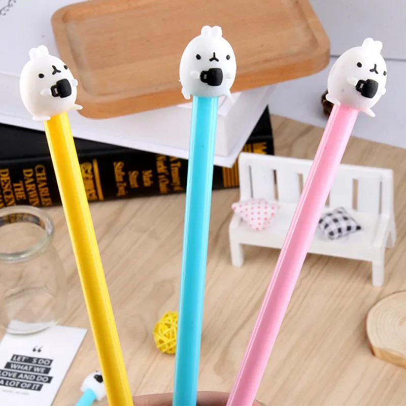 

36 шт., гелевая ручка с кроликом и молоком, милый мультяшный креативный кофейный кролик, ручка с черной водой, студенческие канцелярские принадлежности