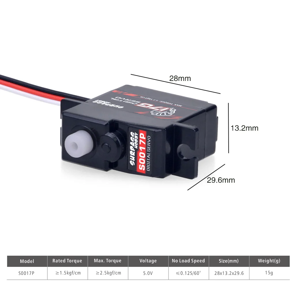 SURPASS HOBBY S0017P 17G Plastic Gear 1.8KG Digital Servo for RC Airplane Robot 1/18 Truck Car Boat Duct Plane