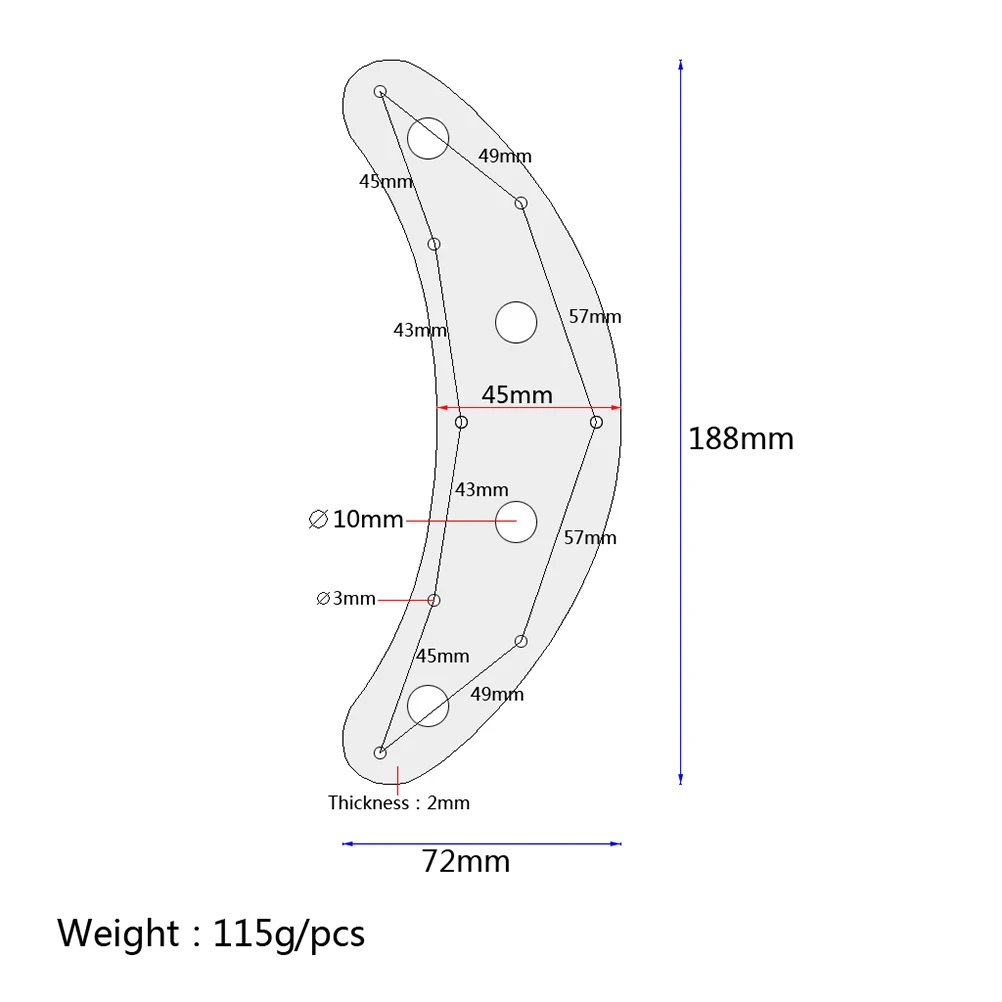

10Mm Guitar Control Plate For Bass Replacement Hole Diameter Easy Install No Screws Black Curved 4-Hole Metal Plate