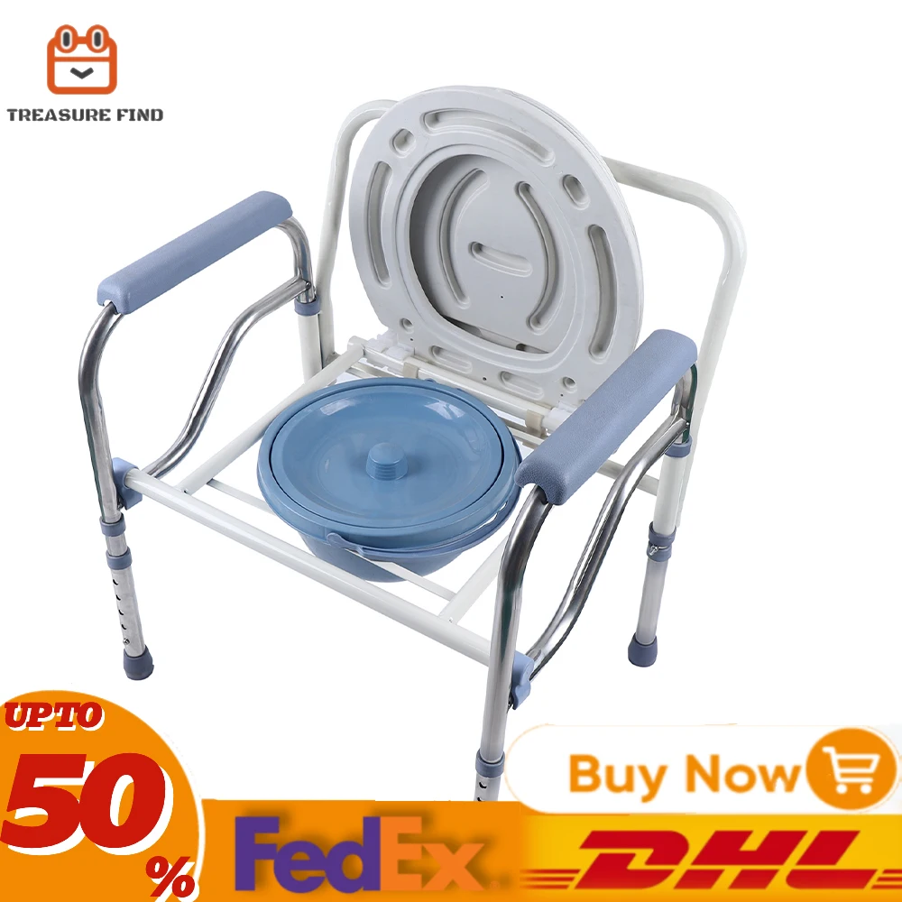 Potty Chair Lightweight Foldable Commode Chair  Perforated Chairs  Safety Adjustable Height Toilet Shower Chair For Elderly