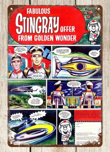 Golden Wonder Stingray Inflatable 1965 old toy ads metal tin sign plaque metal