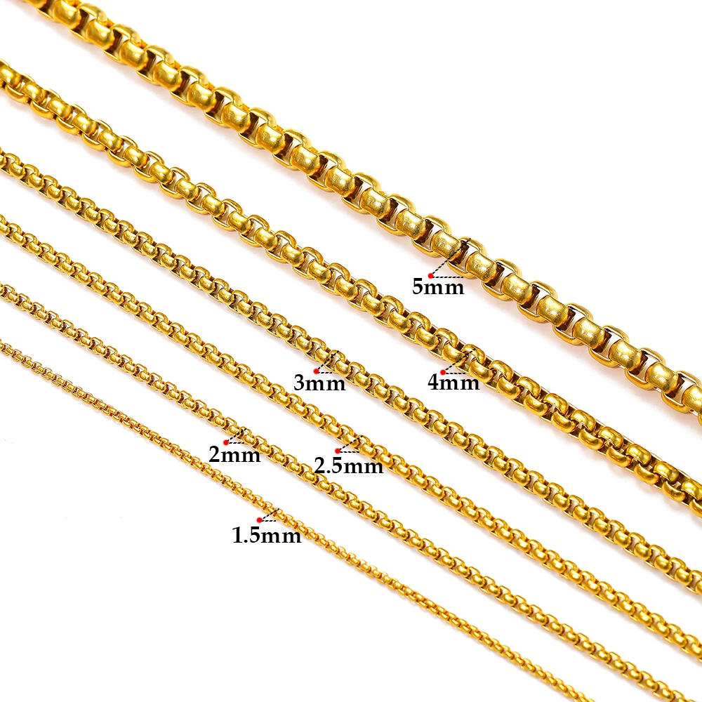 2 Meters Stainless Steel Gold Rolo Box Chains for DIY Jewelry Making Necklace Findings Bracelet Supplies Handmade Crafts in Bulk