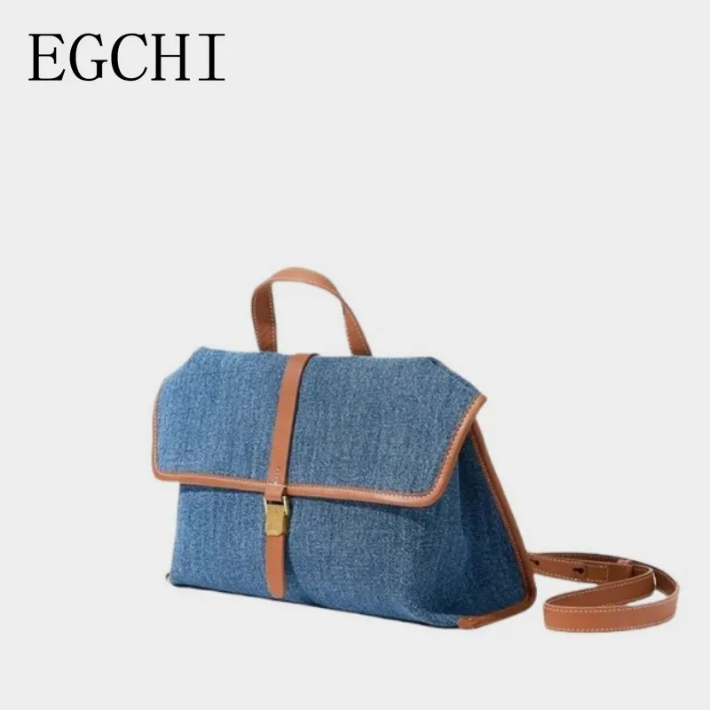 

EGCHI 2024 New Luxury Brand Design Women's Hand-held Denim Canvas Crossbody Bag Commuter Shoulder Bags For Women Handbags Bolas