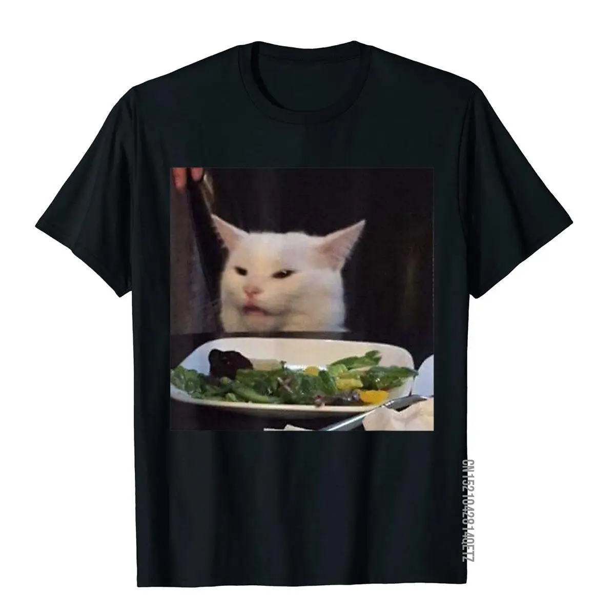 Dinner Table Cat Meme Funny Internet Yelling Confused Gift T-Shirt Top T-Shirts Novelty Coupons Men Tops Tees Tight Cotton