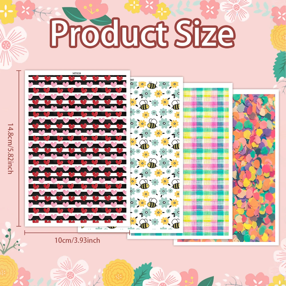 Valentine's Heart Bee Colorful Grid Soft Ceramic Earrings Water Soluble Disposable Sticker for Diy Jewelry Making Decal