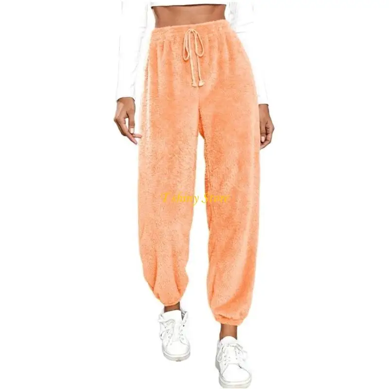 

N58F Women's Sleepwear Pants Furry Flannel With Drawstring Closure For Easy Sizing Great For Pajama Parties Travel Or Daily
