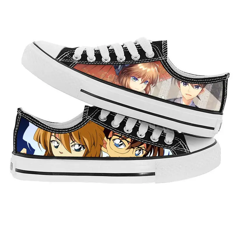 New Conan Edogawa Rachel Moore Kaitou Kid Cartoon Graffiti Low-top Canvas Shoes Personalized Creative Anime Movie Print Sneakers