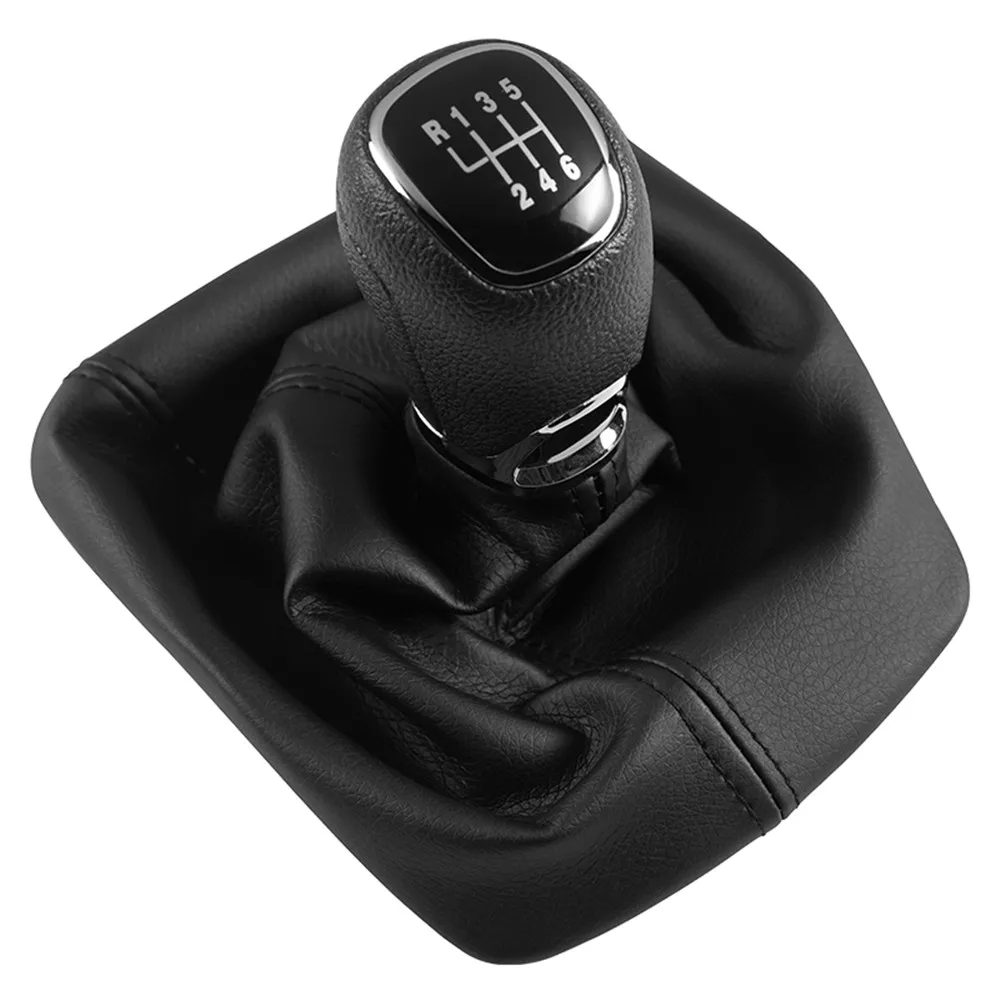 Chrome Leather Car Gear Shift Knob Lever Gaitor Boot Cover For Skoda Octavia A5 A6 2004 2005 2006 2007 2008 2009 2010 2011 2012