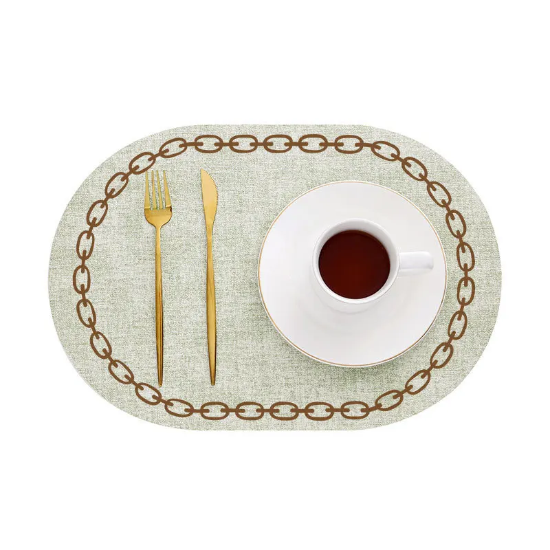 

1/4/6PCS Leather Oval Placemat Elliptic Shape Table Mat Waterproof Oil-proof Wash-free Table Pads Breakfast Heat Insulation Mats