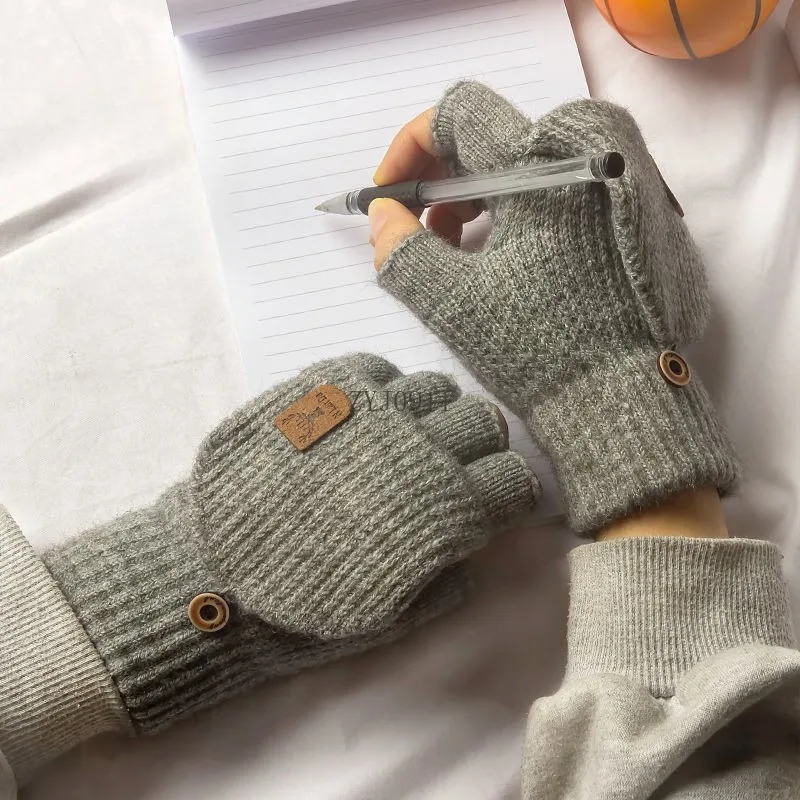 *محبوك أصابع قفازات الشتاء رشاقته الدافئة قفازات شاشة لمس للرجال النساء قفازات ركوب الدراجات الدافئة نصف اصبع طالب القفازات