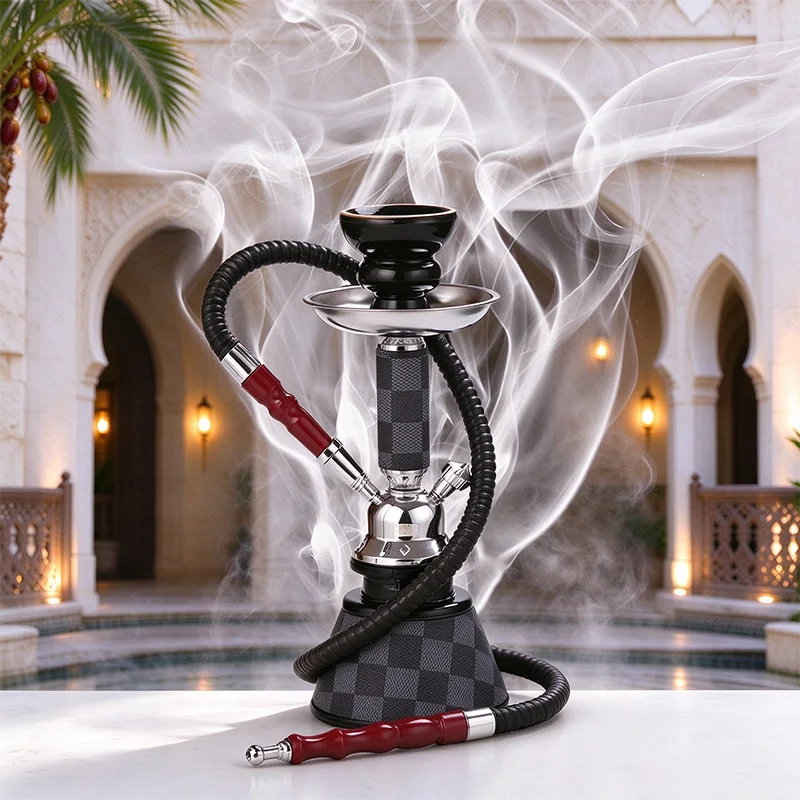 Hookah Complete Set Luxury PU Leather Pattern Shisha Narguile Chicha Cachimba Water Pipe Kit For Home Party
