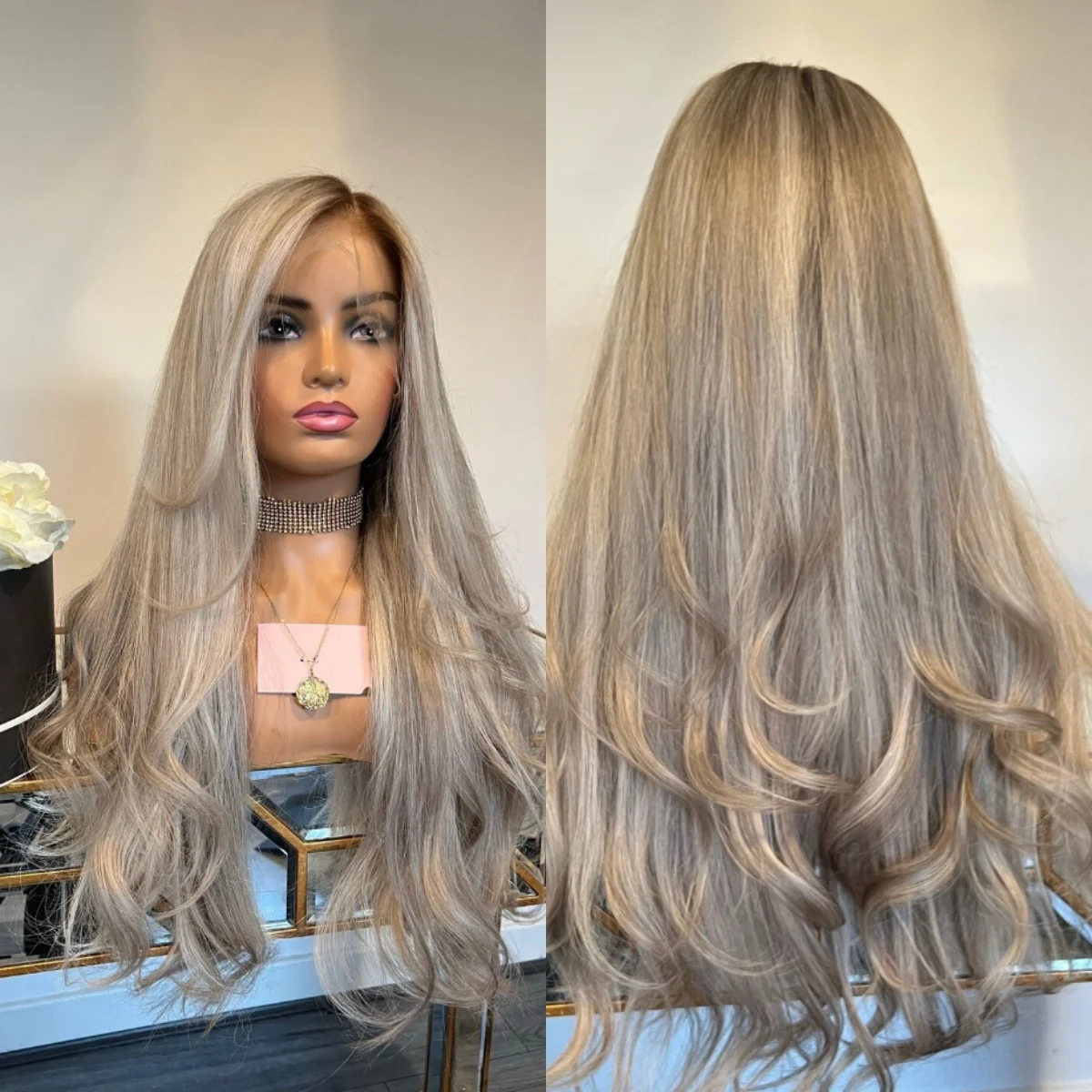 Women's Highlight Platinum Blonde Long Wig Natural Wave Daily Cosplay Use Wig With Closure No Glue Needed on Clearance Wigs