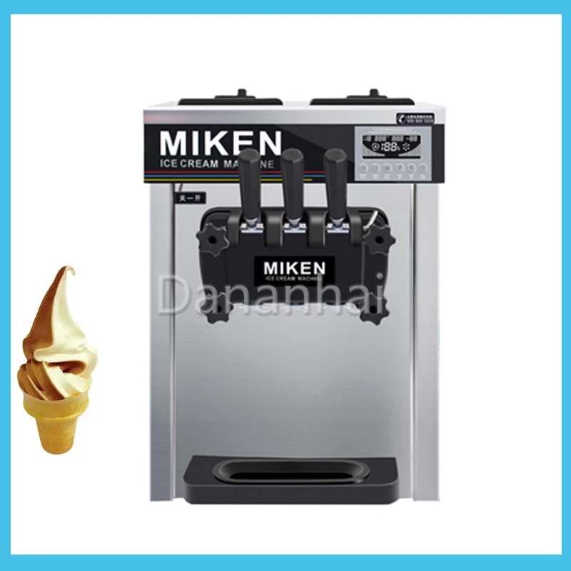 

Stainless Steel Desktop Mini Soft Ice Cream Machine 3 Flavors Frozen Yogurt Machine