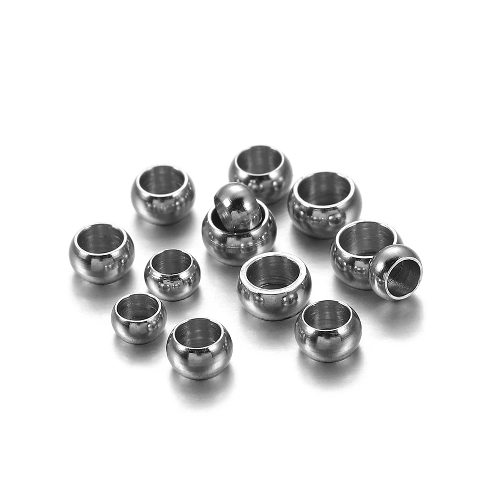 

120pcs 1.5 2.5 4mm Stopper Spacer Beads Stainless Steel Big Hole Crimp End Beads DIY Jewelry Finding Making Supplies Accessories