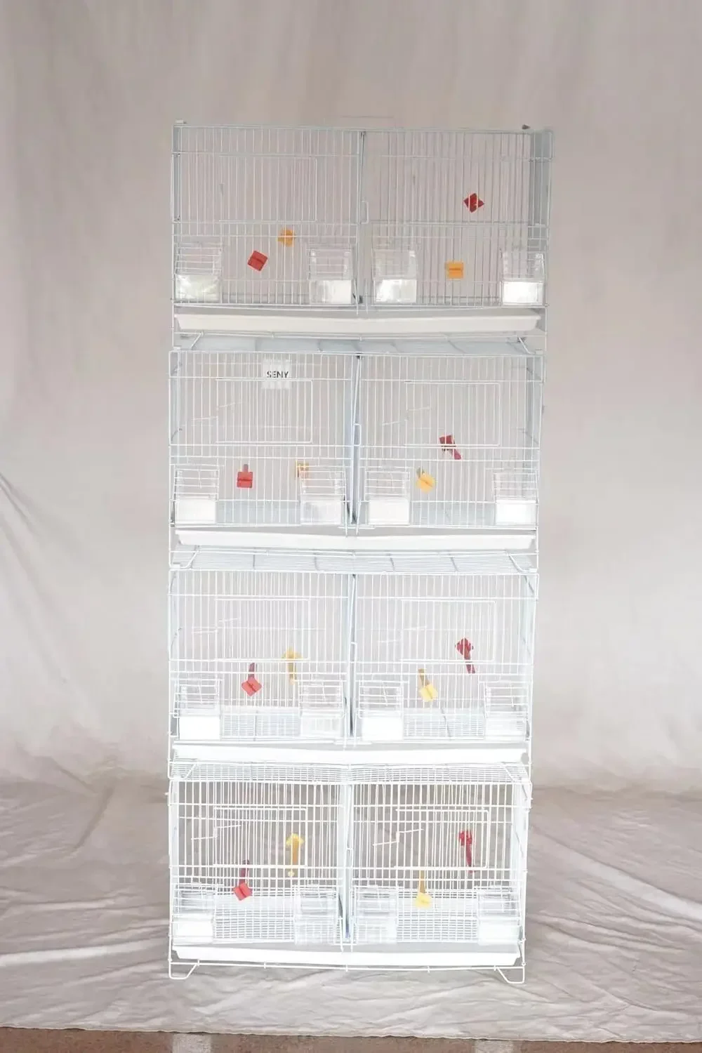 Set of 4 Stackable Breeding Bird Cage for Canary Finch Small Birds (White)