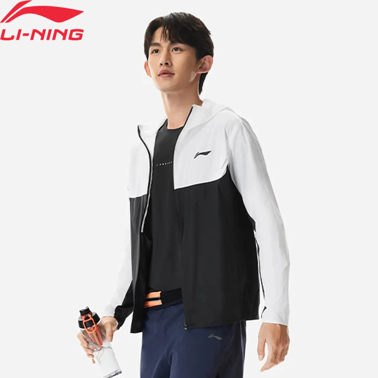 

Мужские ветровки для бега Li-Ning LN WIND PROOF 87% полиамид 13% эластан, стандартный крой, профессиональные спортивные куртки LiNing AFDW453