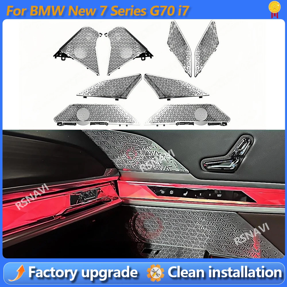 

Накладки на динамики с подсветкой для BMW 7 серии G70 2023+ из нержавеющей стали, для автомобильной аудиосистемы, твитеров и дверных динамиков