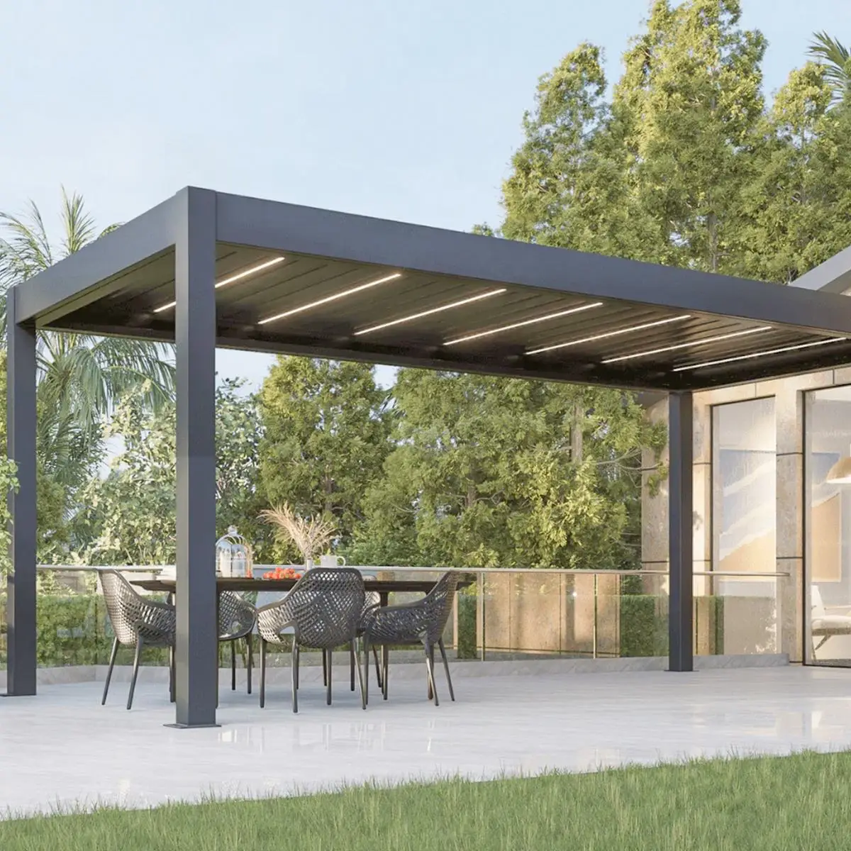 

Waterproof Remote Control Bioclimatic 3x3 3x4 4x3 4x6 Gazebo Aluminium Pergola with LED Light