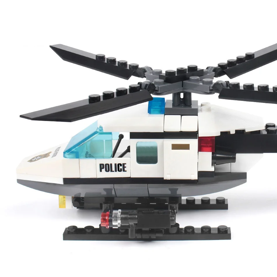 102pcs Police Helicopter Creative Building Blocks DIY City Police Series Boys Bricks Toys Children Gifts