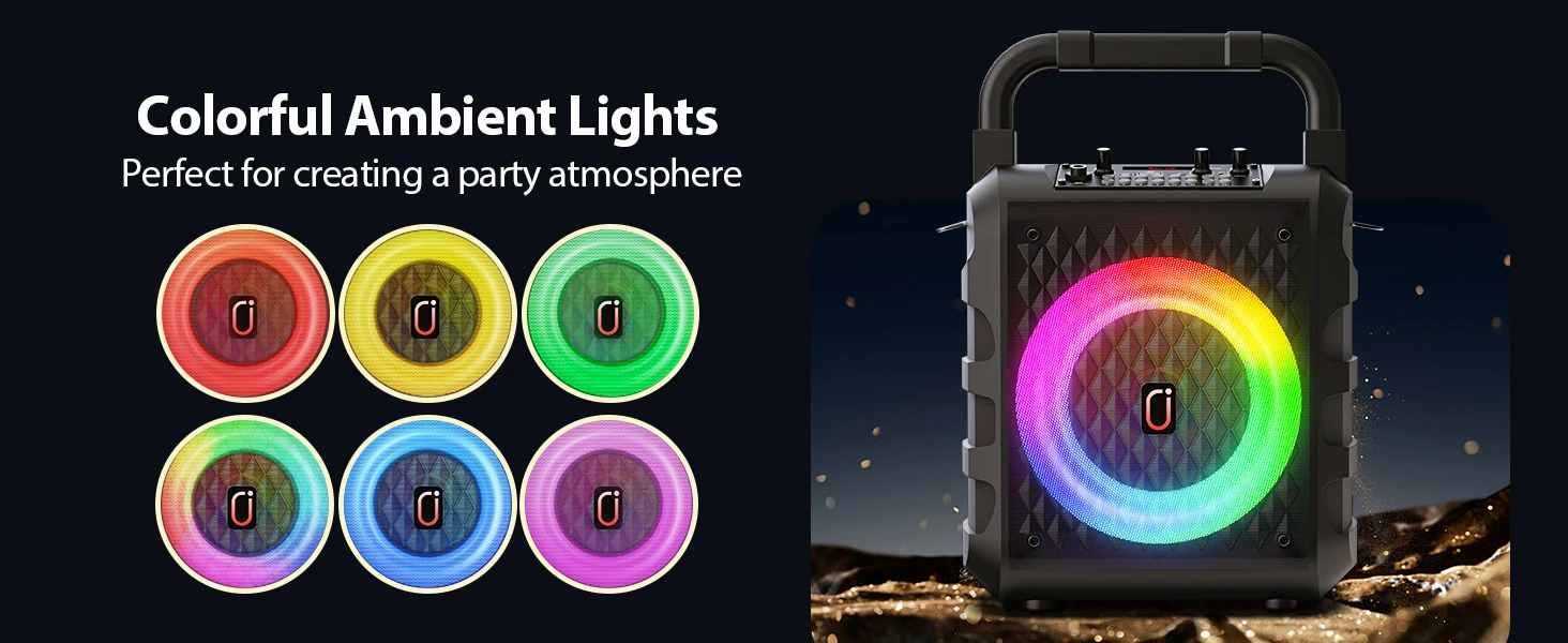FanFun Kabelloser Lautsprecher, tragbarer Bluetooth-Lautsprecher mit Mikrofon und LED-Licht, Karaoke-Lautsprecher, Heim-Karaoke-System – Detail 2