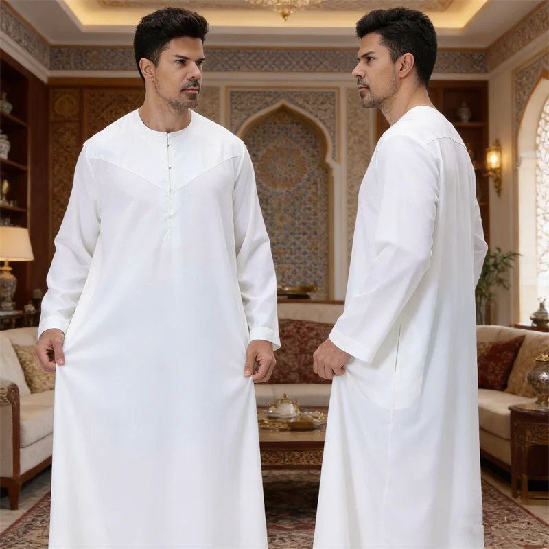 

Men Thawb Caftan Jubba Thobe Djellaba Dubai Abaya Muslim Dress Kaftan Robe Saudi Arabic Daffah Dishdasha Islam Clothing Jalabiya