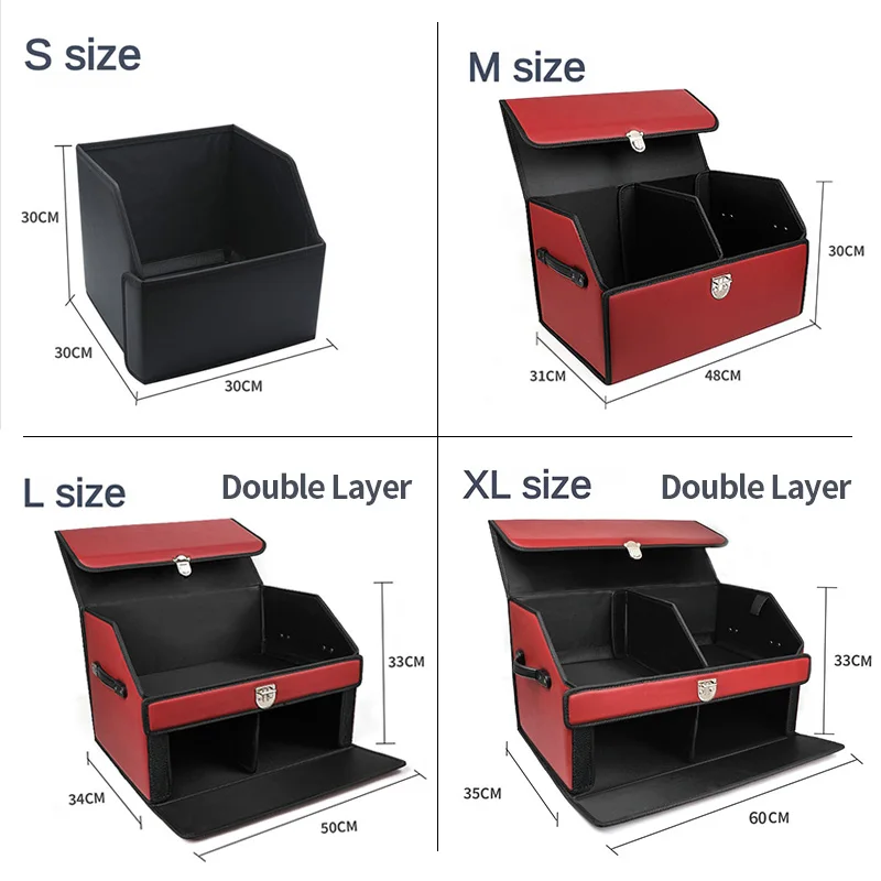 Car Trunk Organizer Box Large Capacity Auto Multiuse Tools Storage Bag Stowing Tidying Leather Folding For Emergency Storage Box