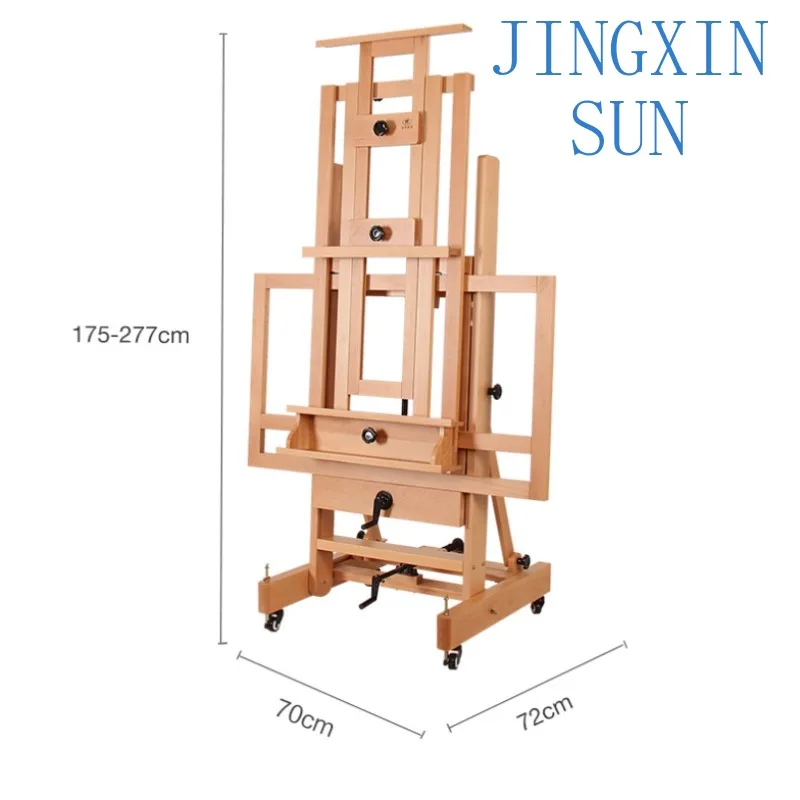 2023 Art Supply Large Wooden Master Multifunctional Studio Adjustable H-Frame Floor Rack with Fixed Wheels
