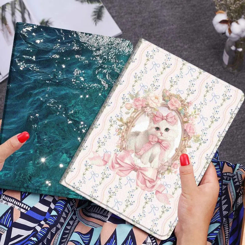 

Cartoon Pink Cat Mirror Gift Tablet Case For Huawei Honor MatePad MediaPad Air 5 6 7 11 V6 V7 V8 V9 X9 X8 T10 T10s C5e T5