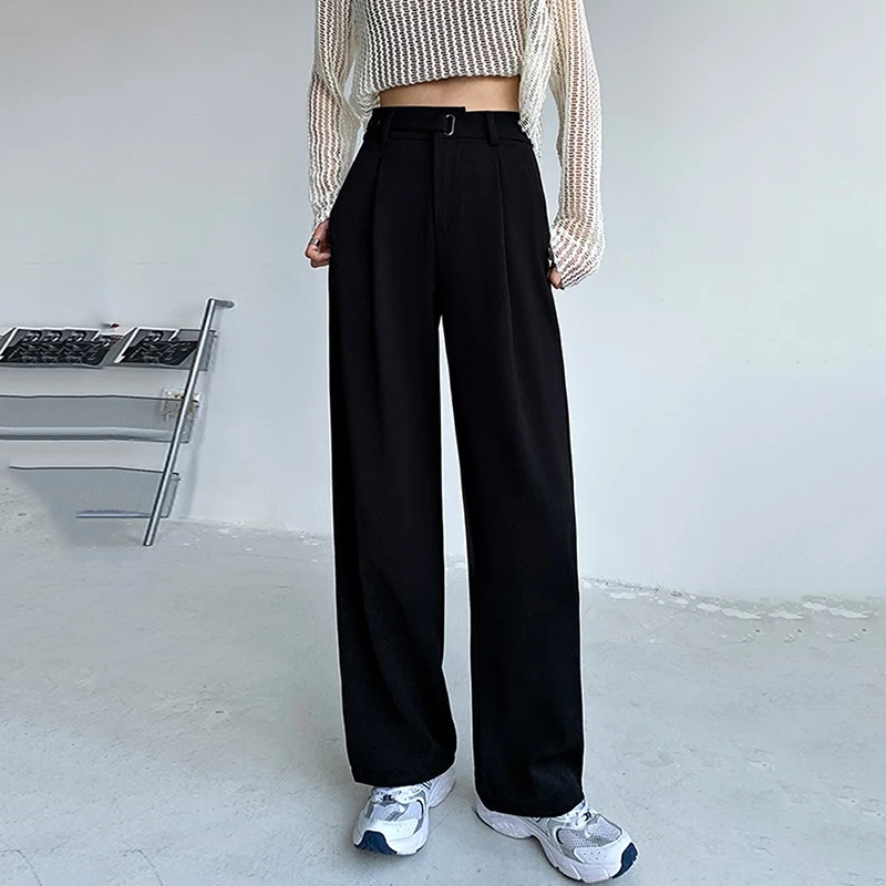 

Women's Casual Trousers 2022 New Spring Autumn Suit Pants Female Fashion Loose Straight Tube Drape High Waist Wide Leg Pants 4XL