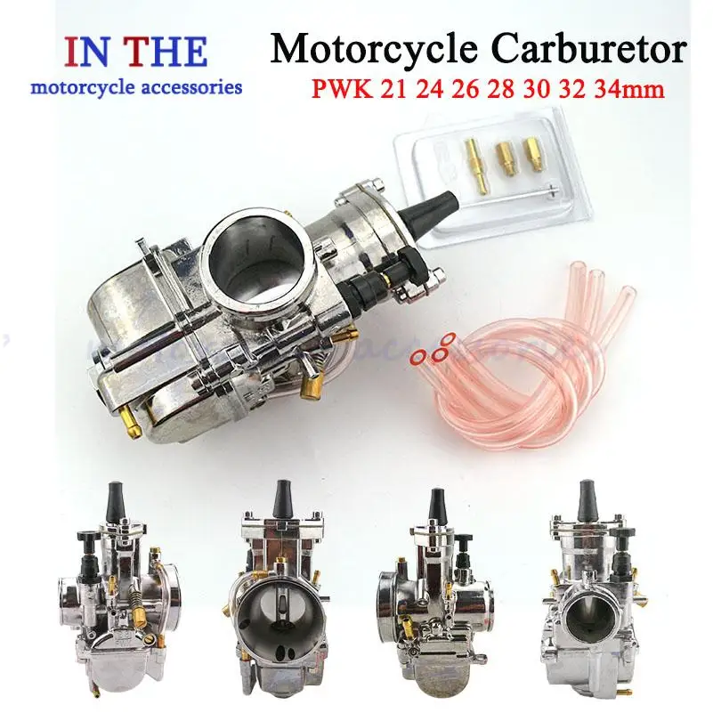 Motorcycle PWK Carburetor With Air Filter Adapter  24 26 28 30 32 34mm for ATV Dirt Bike GO KART