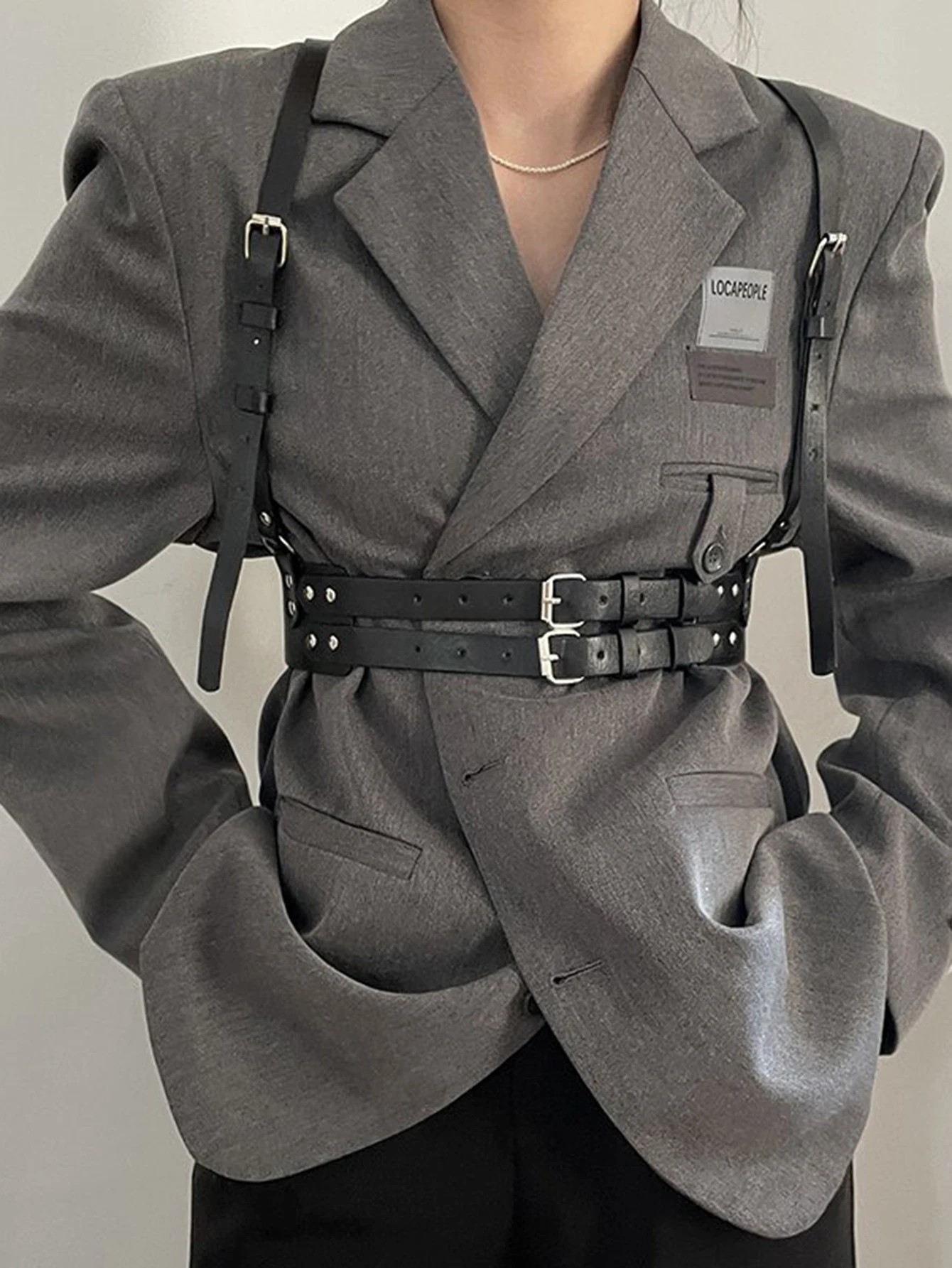 حزام خصر أنيق للجسم - حزام خصر نسائي بإبزيم قابل للتعديل، إكسسوار على الطراز القوطي للفساتين والملابس