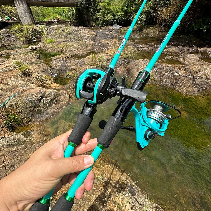 1,8/2,1 m Reise Surfen Baitcasting Angelrute Combo Glatte Spinning Reel Max Drag 8 KG Super Licht Carbon locken Pole Pesca