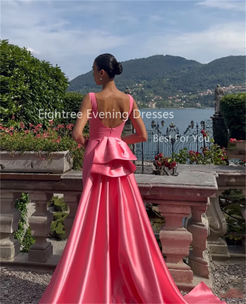 Eightree Vintage Pink Formal Gowns Butterfly O-Neck Sleeveless Sequined Evening Party Dresses Backless Robe De Soirée Customized