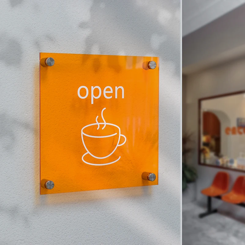 Modern Colorful Acrylic Shop Plaque Company Signboard Door Plate Customize Business Logo Name Slogan for Store Bar Cafe Hotel