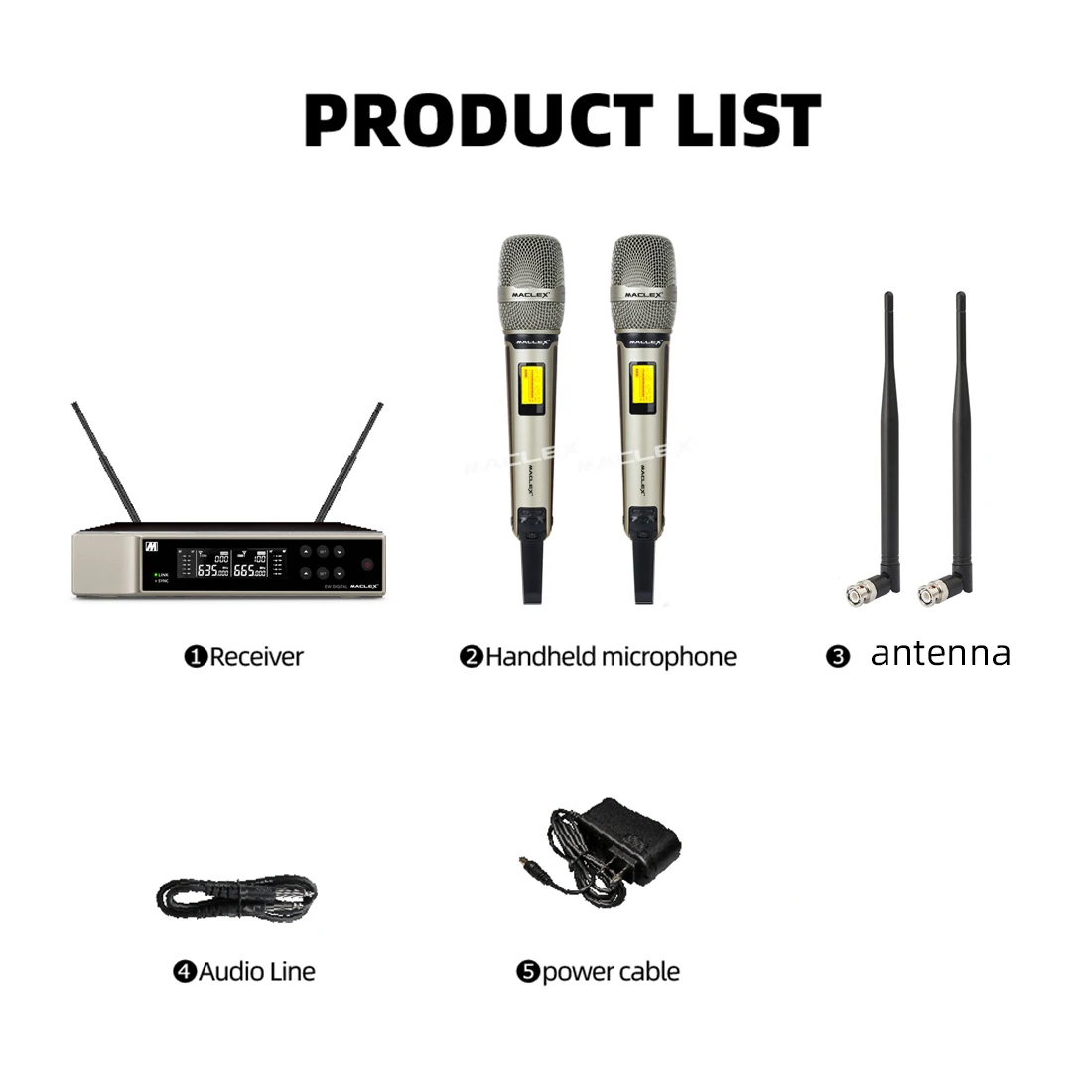 Maclex EW9000 UHF Long Distance Dual Channel Dual Handheld Professionelles drahtloses Mikrofonsystem Bühnenauftritt Dynamisch