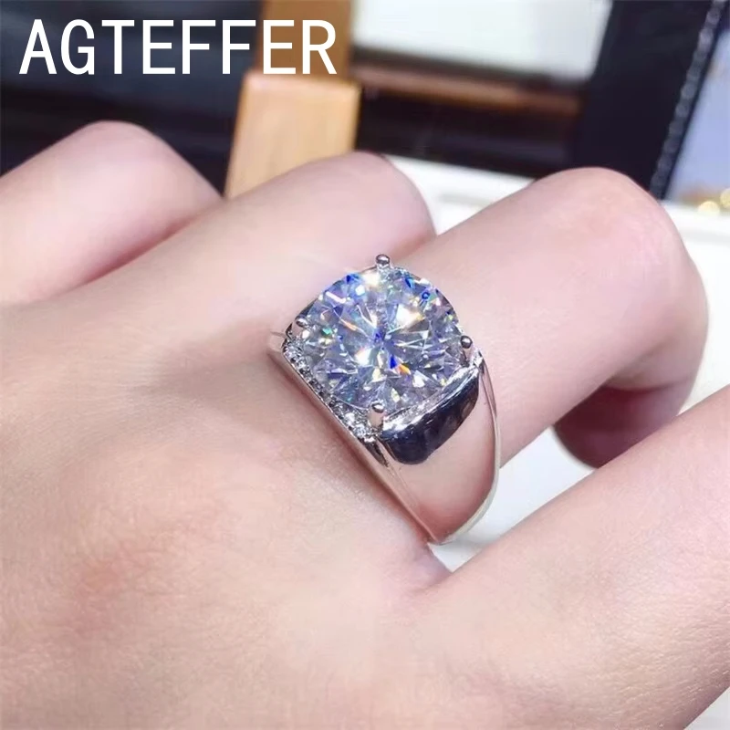 

5 Carat Diamond Style Ring Hearts and Arrows PT950 Color Moissanite Open Size Ring for Men and Women 925 Silver Jewelry
