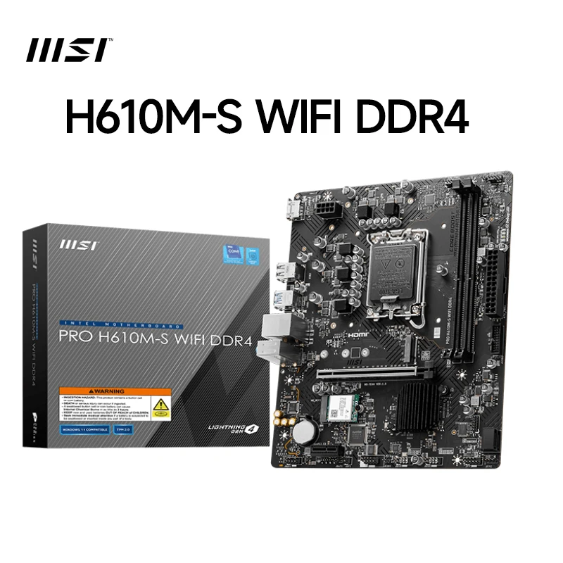 اللوحة الأم MSI PRO H610M-S WIFI DDR4 - LGA1700 لـ Intel 12/13/14th Gen، Dual-Channel DDR4، PCIe 4.0، WiFi 6 #1