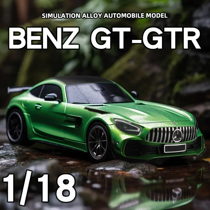 Large 1:18 Mercedes-Benz AMG GTR Model Car Metal Diecasts Vehicle Collectable Hobbies Sound & Light Miniature Toy For Boys Child