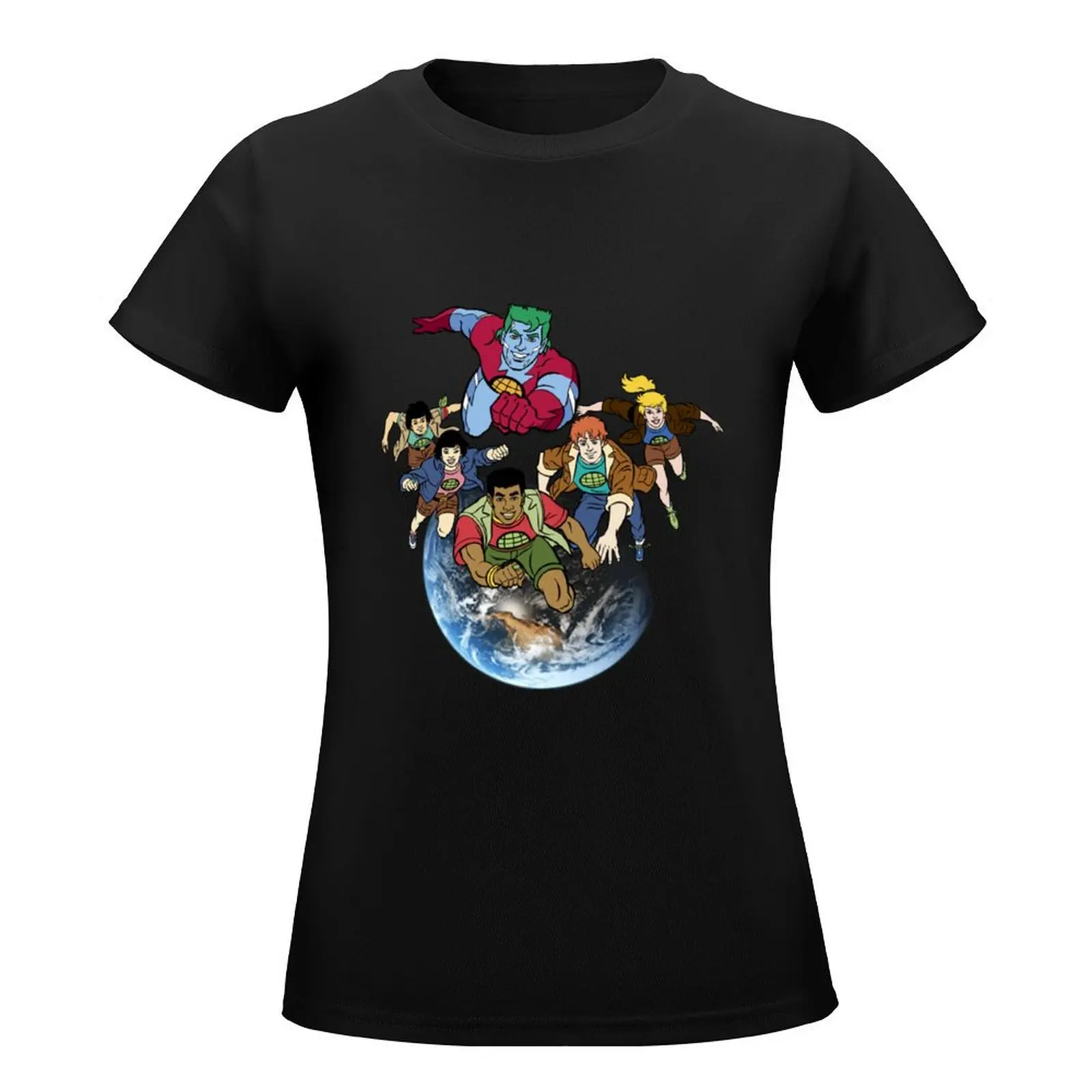 Captain planet team T-Shirt anime clothes summer tops cropped t shirts for Women