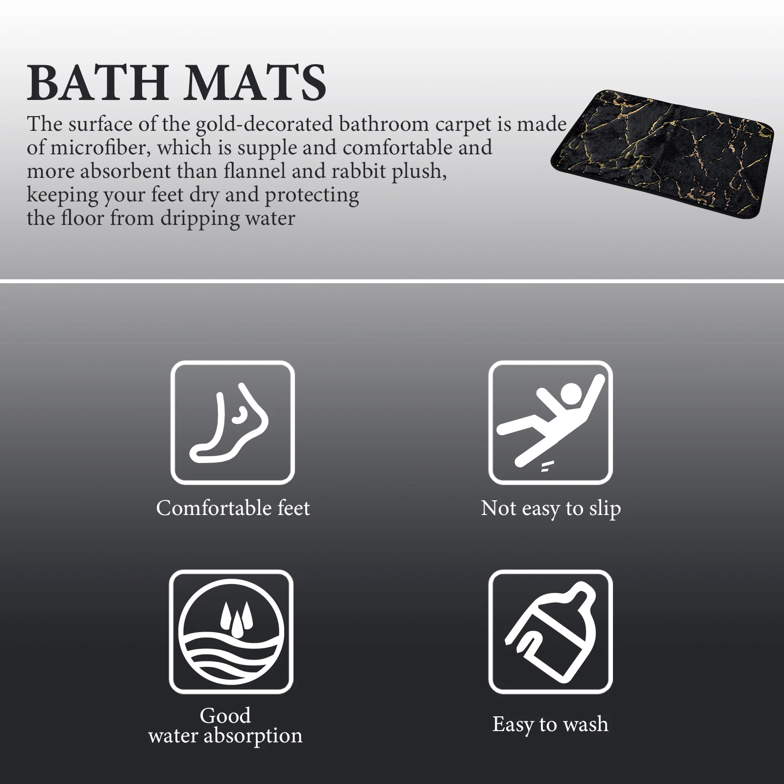 

Non-slip Floor Mat Bath Mats for Bathroom Bathmat Rugs Water Absorbing Carpet Thickened Marble