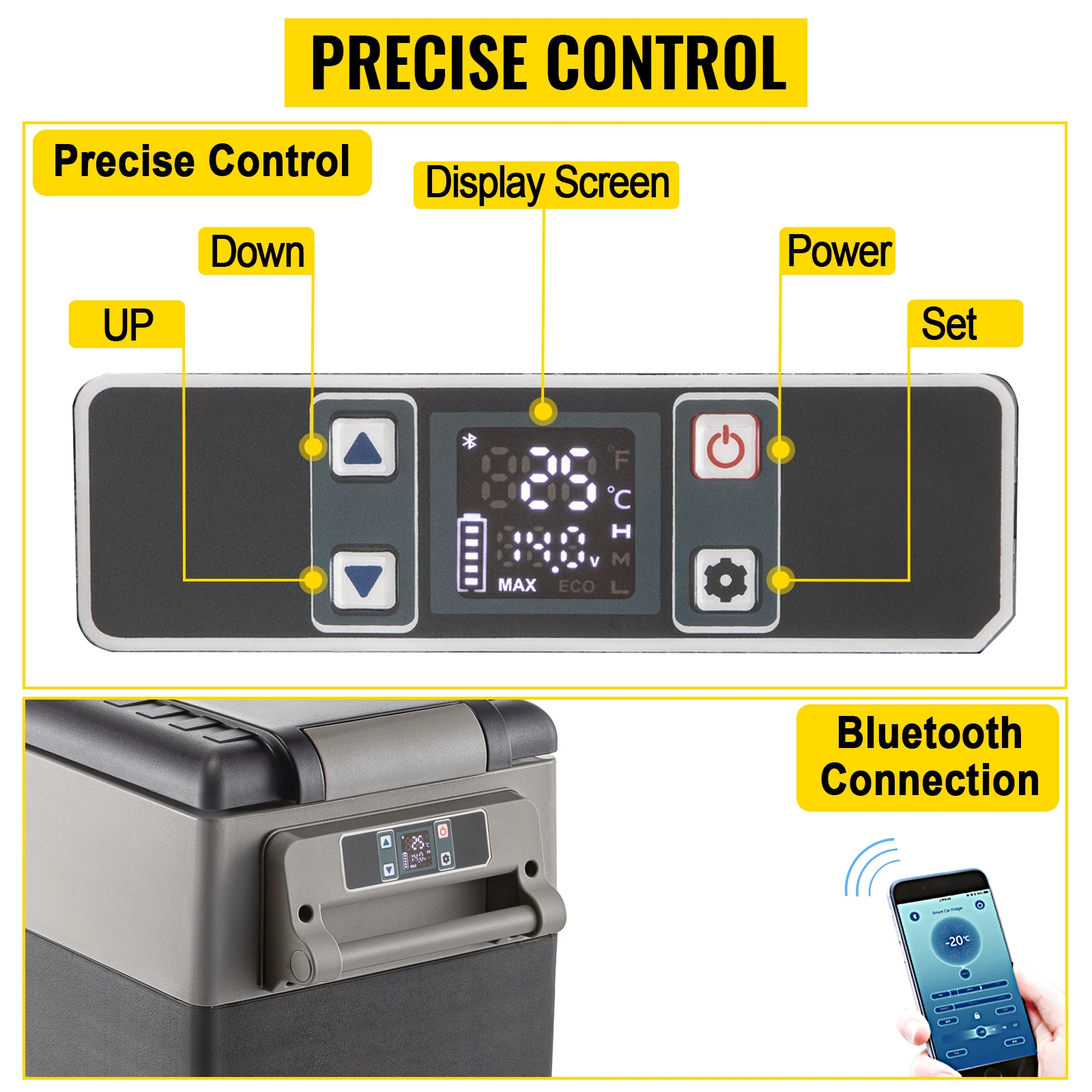 VEVOR 35L 45L Car Refrigerator Mini Fridge Freezer Portable Compressor Cooler 12/24V DC 110-240V Ice Box for Camping