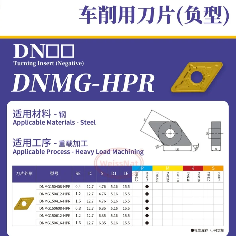 

DNMG150608 DNMG150612-HPR YP9220 YP9210 Твердосплавная пластина Вставки DNMG