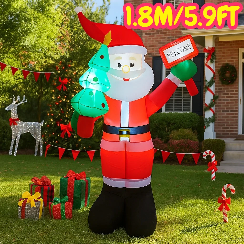 1,8 м/5,9 фута надувной Санта-Клаус с елочными огнями светодиодные украшения для дома игрушки двор Рождество праздник наружное освещение Декор