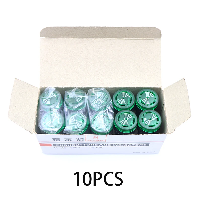10Pcs AD16 22mm Industrial LED Signal Light with Buzzer Alarm -Color Red/Green/Yellow DC12V DC 24V AC 220V for Control Panel